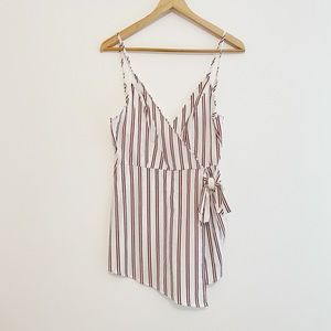 Tobi Maroon Pinstripe Wrap Romper